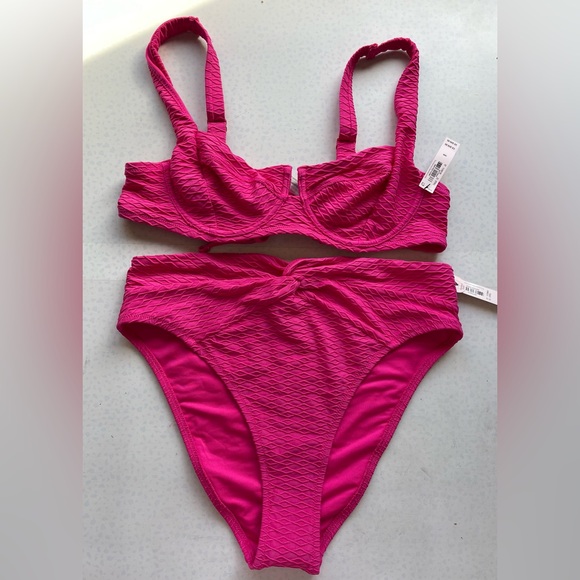 Victoria's Secret Other - Victoria's Secret Hot Pink Textured Bikini Set